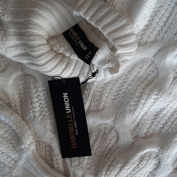 *SOLD**EUC 🎀Gabrielle Union🎀Lush Mock Neck Metallic Sparkle Sweater - Picture 2 of 7